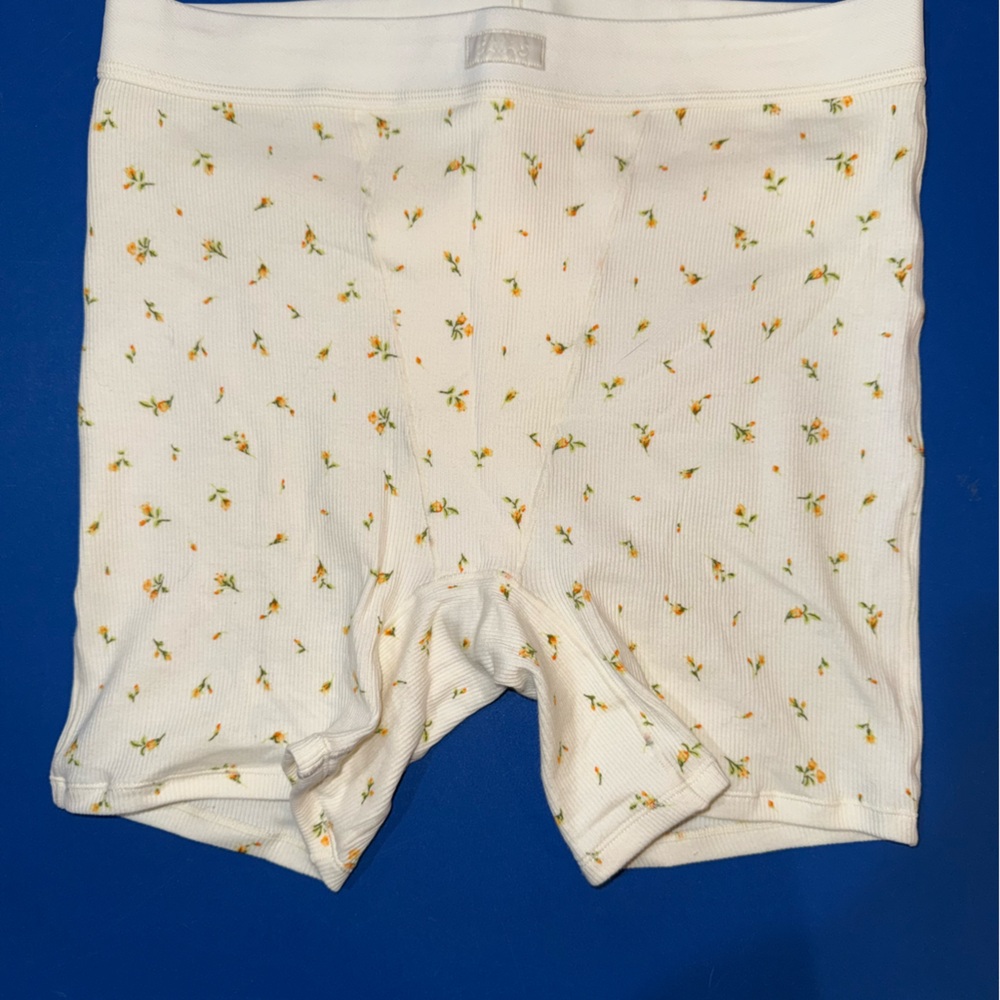 SKIMS White Floral Bike Shorts